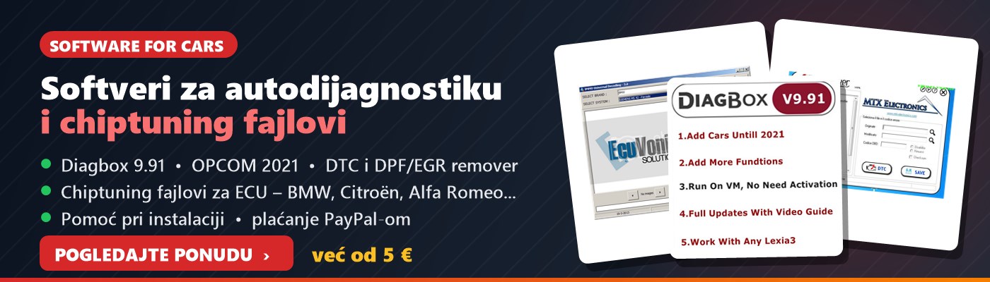 Software for cars – softveri za autodijagnostiku i chiptuning fajlovi: Diagbox, OPCOM, DTC i DPF/EGR remover, ECU fajlovi, već od 5 €